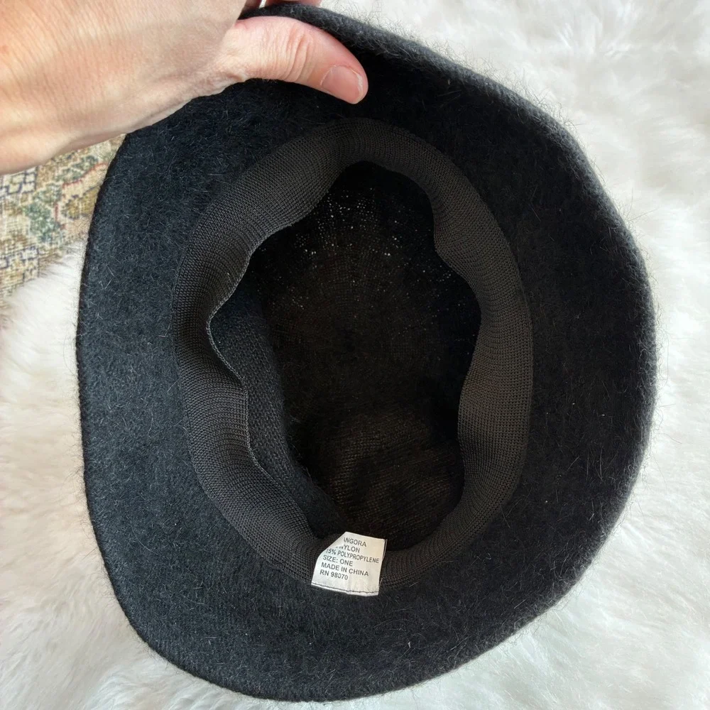 Vintage Black Angora Blend Fuzzy‎ Bucket Hat RN 98070 One Size